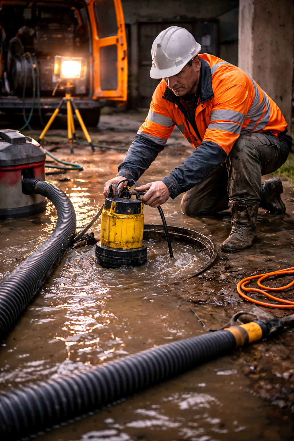 dégats des eaux icave inondée pompage pour nettoyage