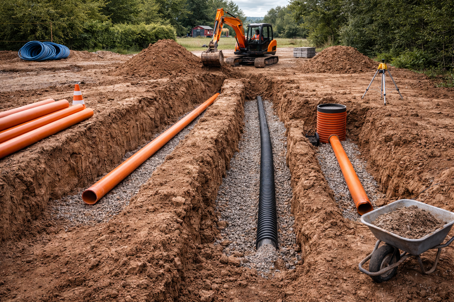 tranchées réseaux et vrd terrassement professionnel
