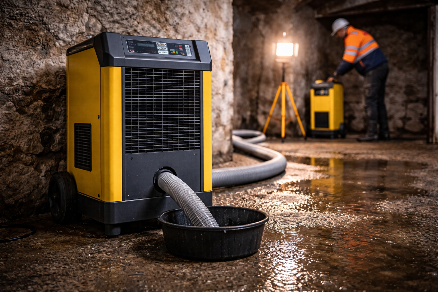 Déshumidificateur professionnel séchage après dégâts des eaux